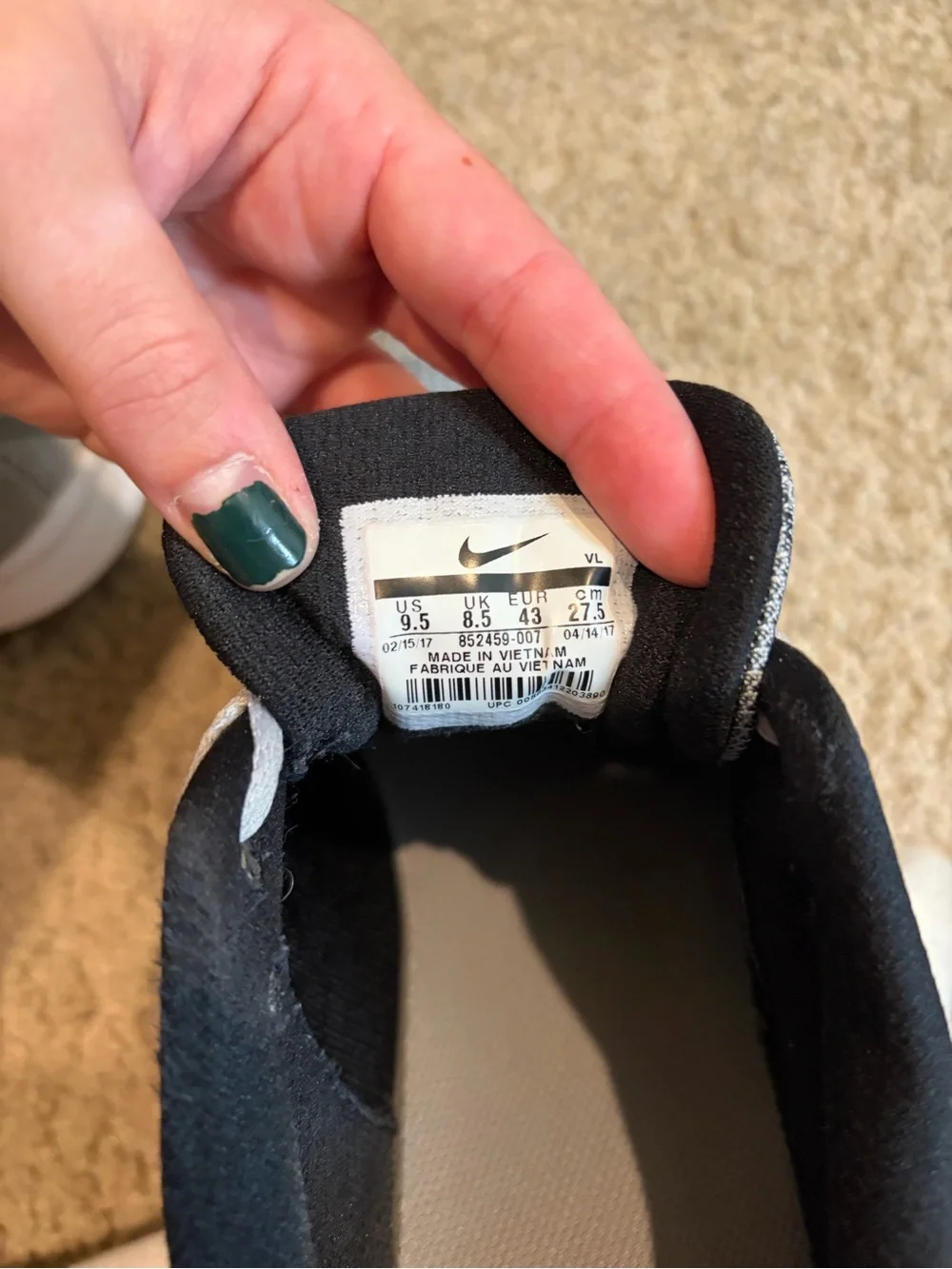 Nike Men’s Gray and White Athletic Running Shoes